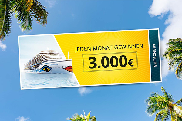 Gewinnen Sie mit etwas Glück einen 3.000 € Reisegutschein Gewinnen Sie mit etwas Glück einen 3.000 € Reisegutschein
